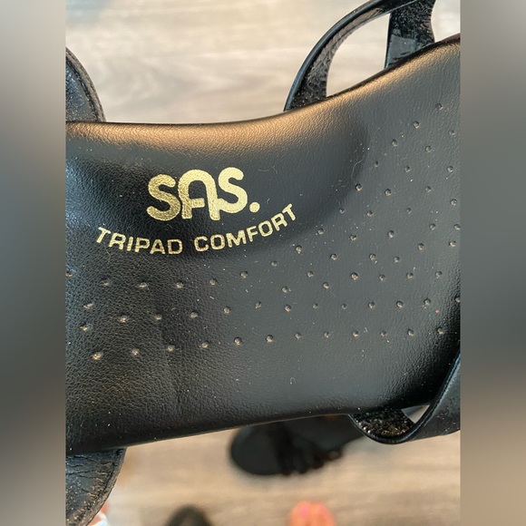 NWOT SAS Strippy Tripad Comfort Women’s Sandals Size 10 W Black Ankle Strap Lthr - Picture 3 of 12